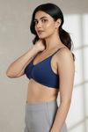 Zivame Double Layered Non Wired 3/4th Coverage Bra - Navy Peony — thumbnail 4